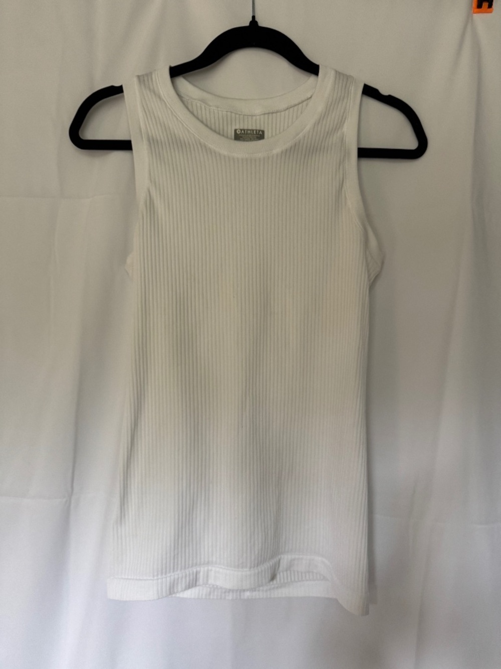 Athleta fitted ribbed high-neck tank in women's size Small. White